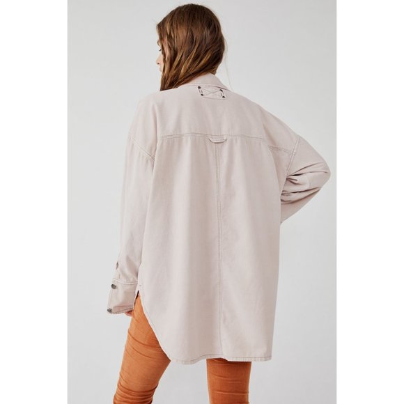 FREE PEOPLE Baby Cord Buttondown / shacket Champagne Dream size M NWOT - Picture 4 of 15